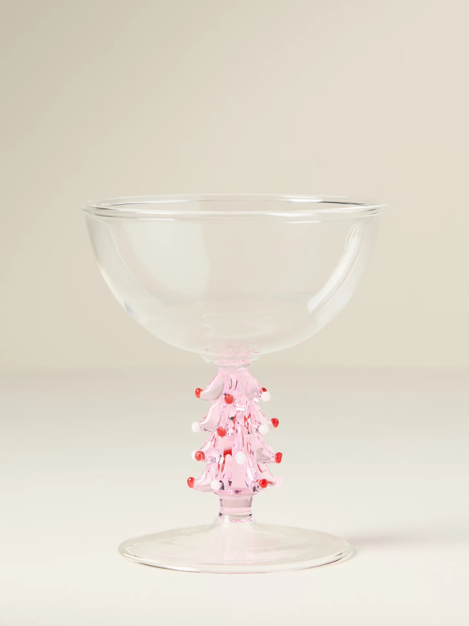 Pink Tree Icon Stemmed Coupe Glass Set