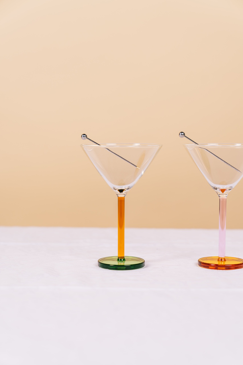 Piano Cocktail Glass Pink & Orange