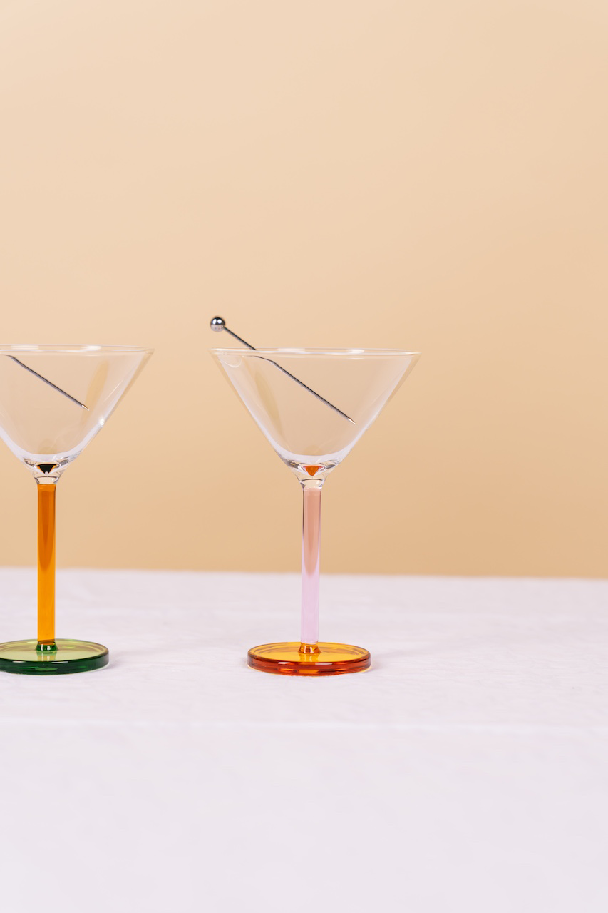 Piano Cocktail Glass Pink & Orange