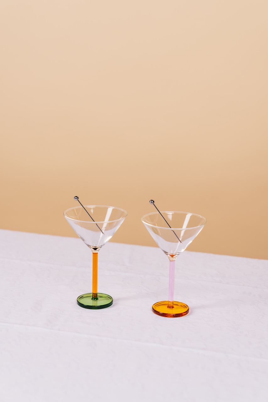 Piano Cocktail Glass Pink & Orange