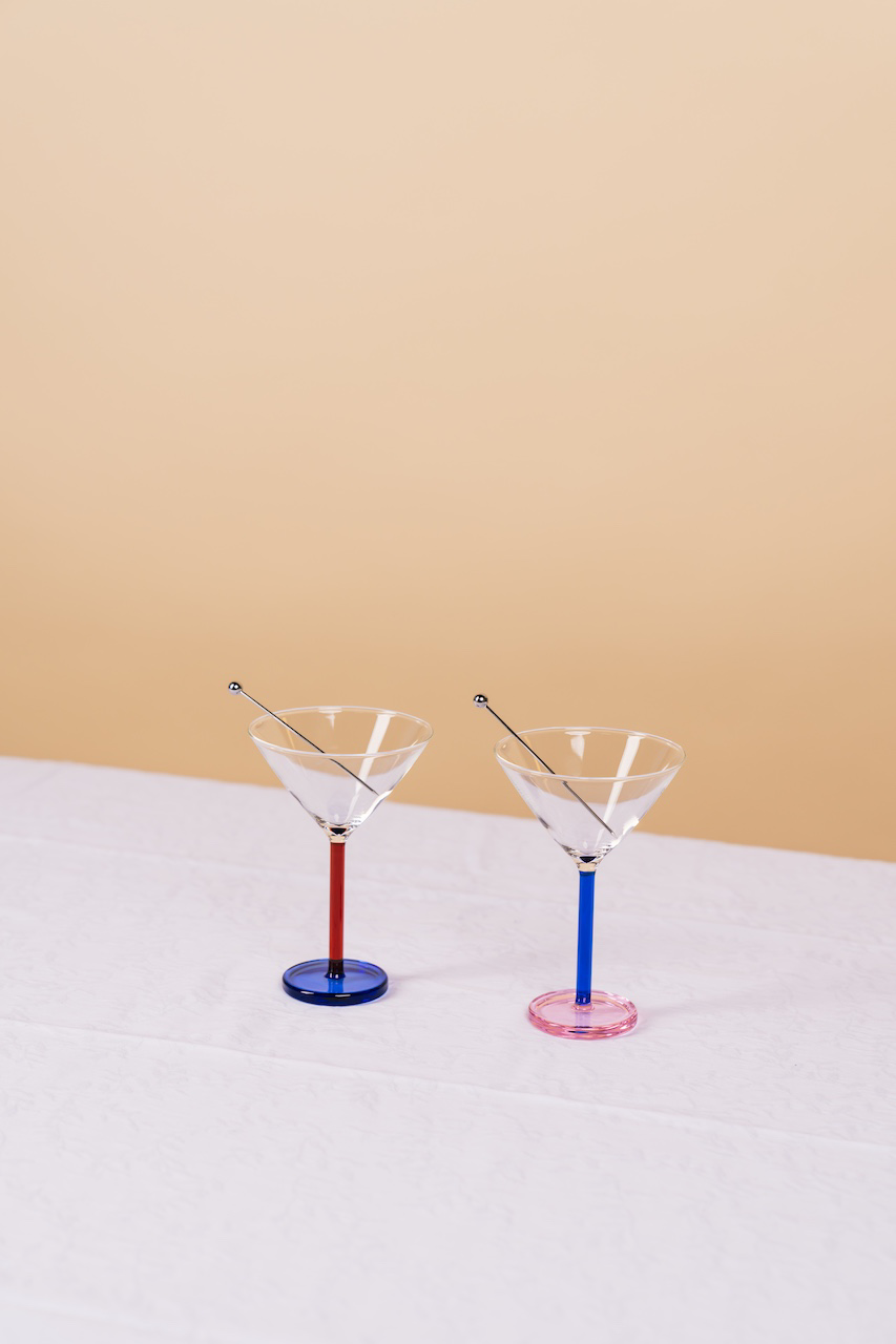 Piano Cocktail Glass Red & Blue