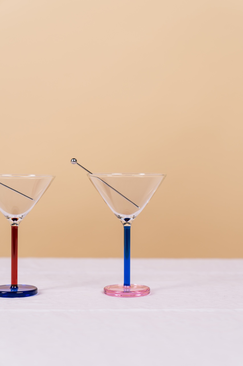 Piano Cocktail Glass Red & Blue