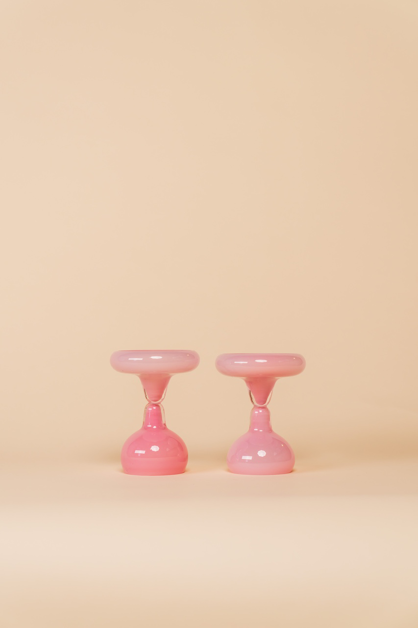 Pink Chunky Wine Glass Set