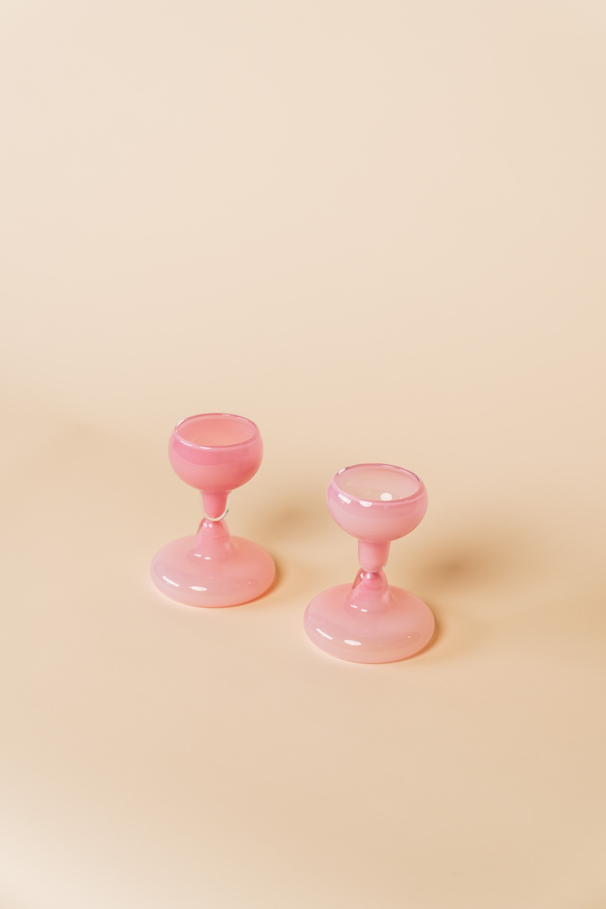 Pink Chunky Wine Glass Set
