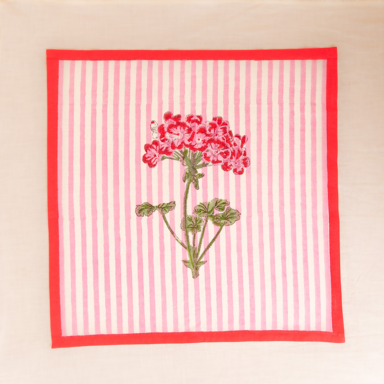 Pink Hydrangea Blockprint Napkin Set
