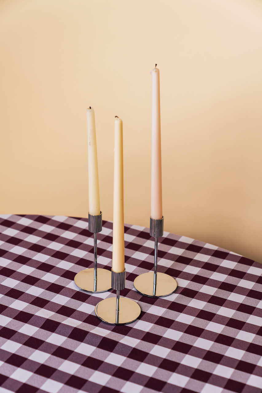 Plain Silver Candlestick Holder Set