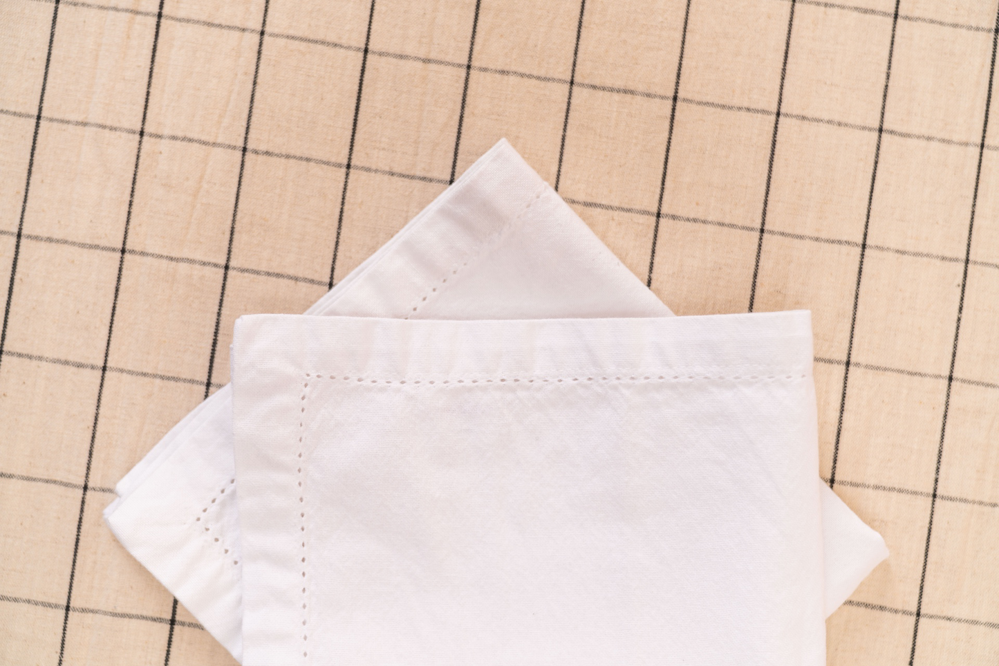Plain White Hemstitch Cloth Napkin Set