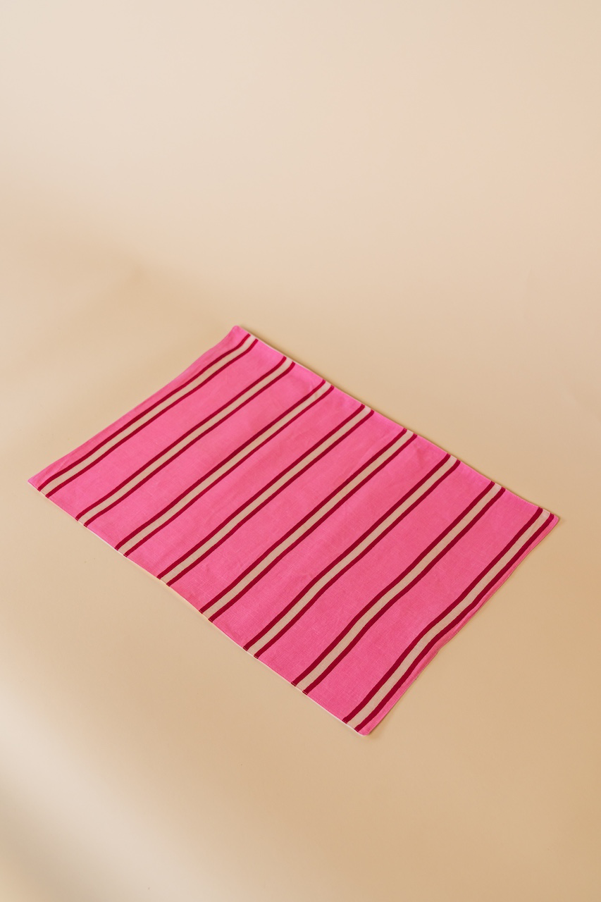 Raspberry Stripe Placemat Set