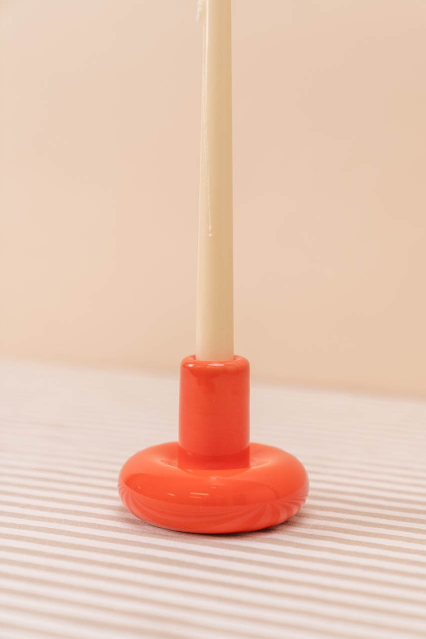 Red Bubble Candlestick Holder Set