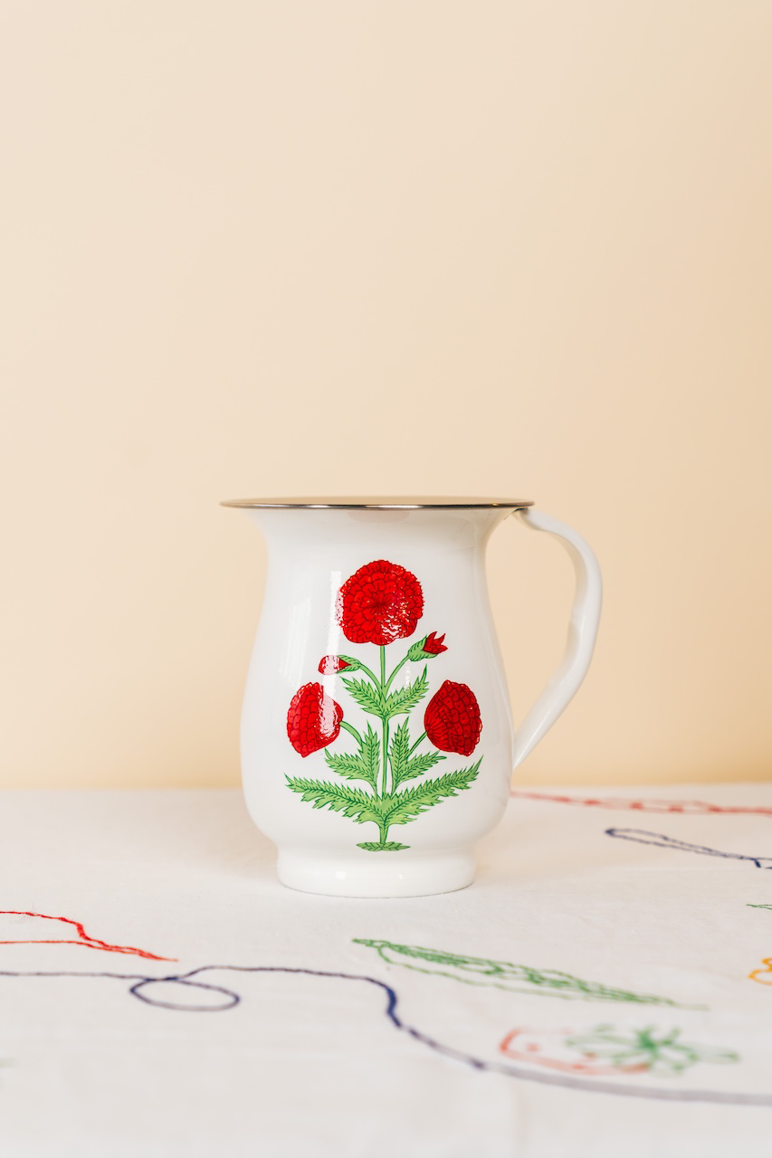 Red Poppy Enamelware Pitcher