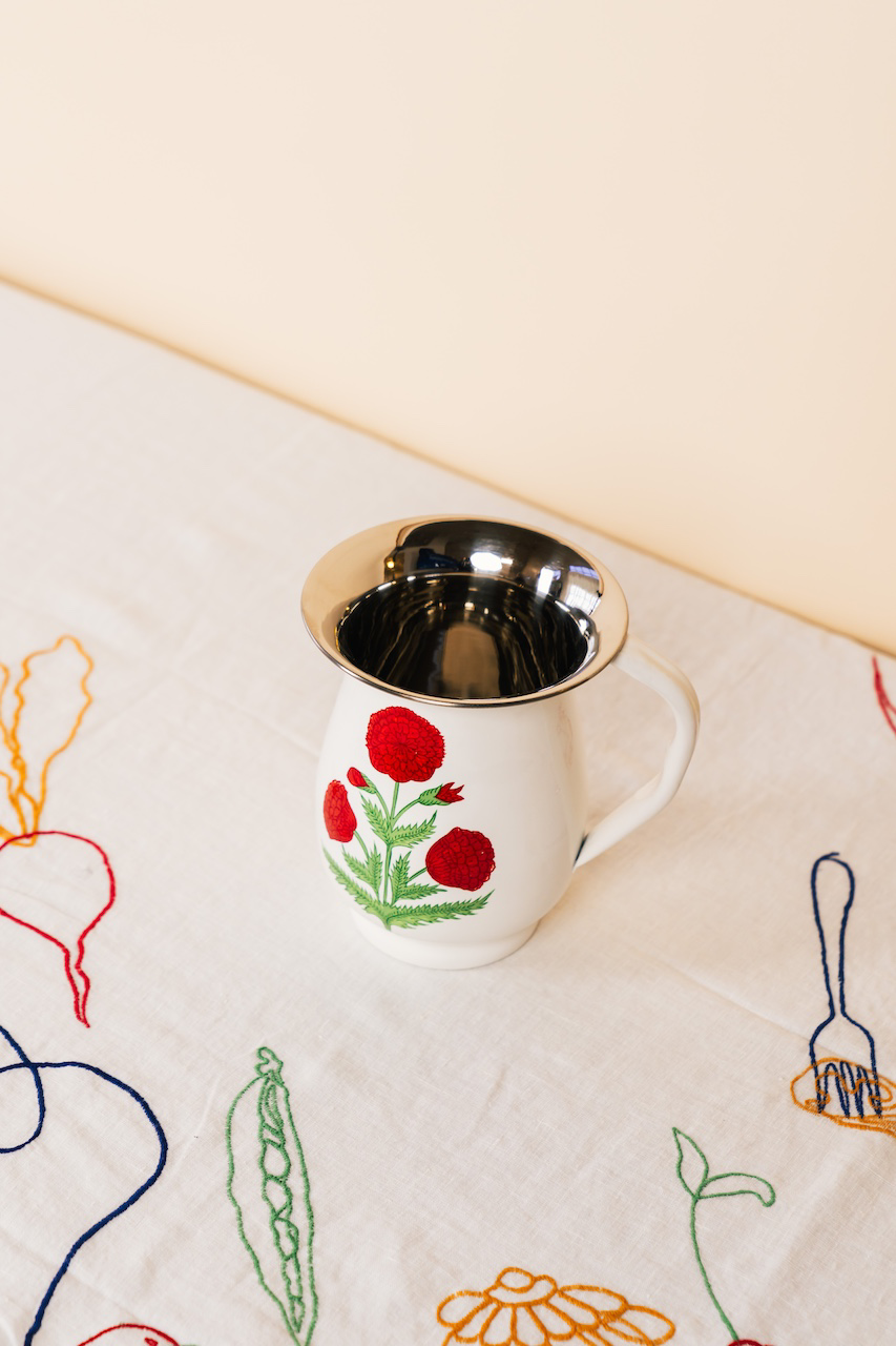 Red Poppy Enamelware Pitcher