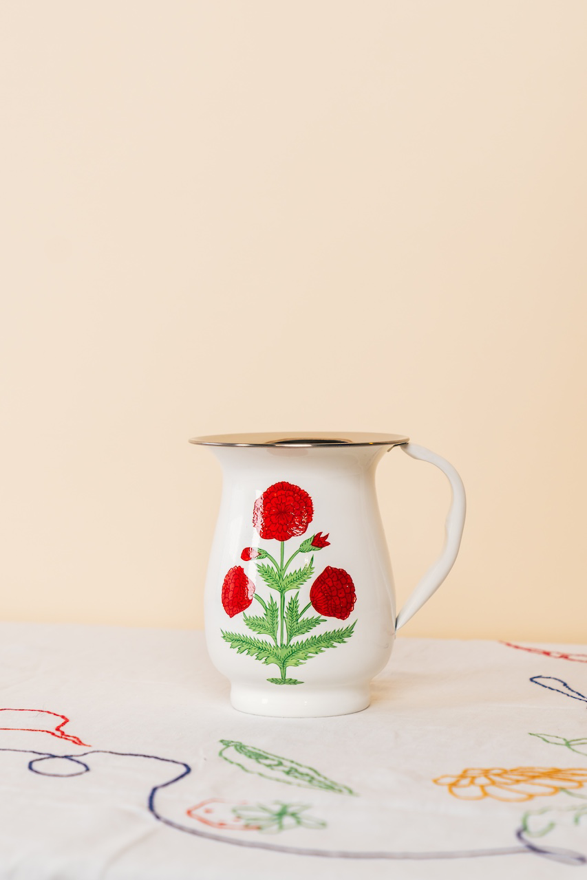 Red Poppy Enamelware Pitcher