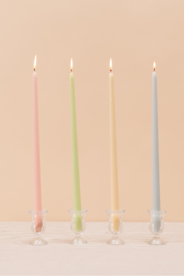 Small Crystal Glass Candlestick Holder