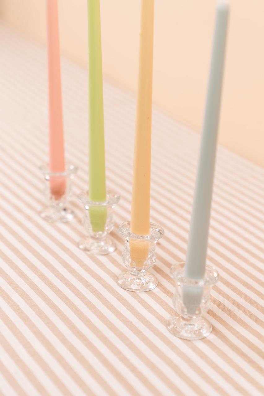 Small Crystal Glass Candlestick Holder