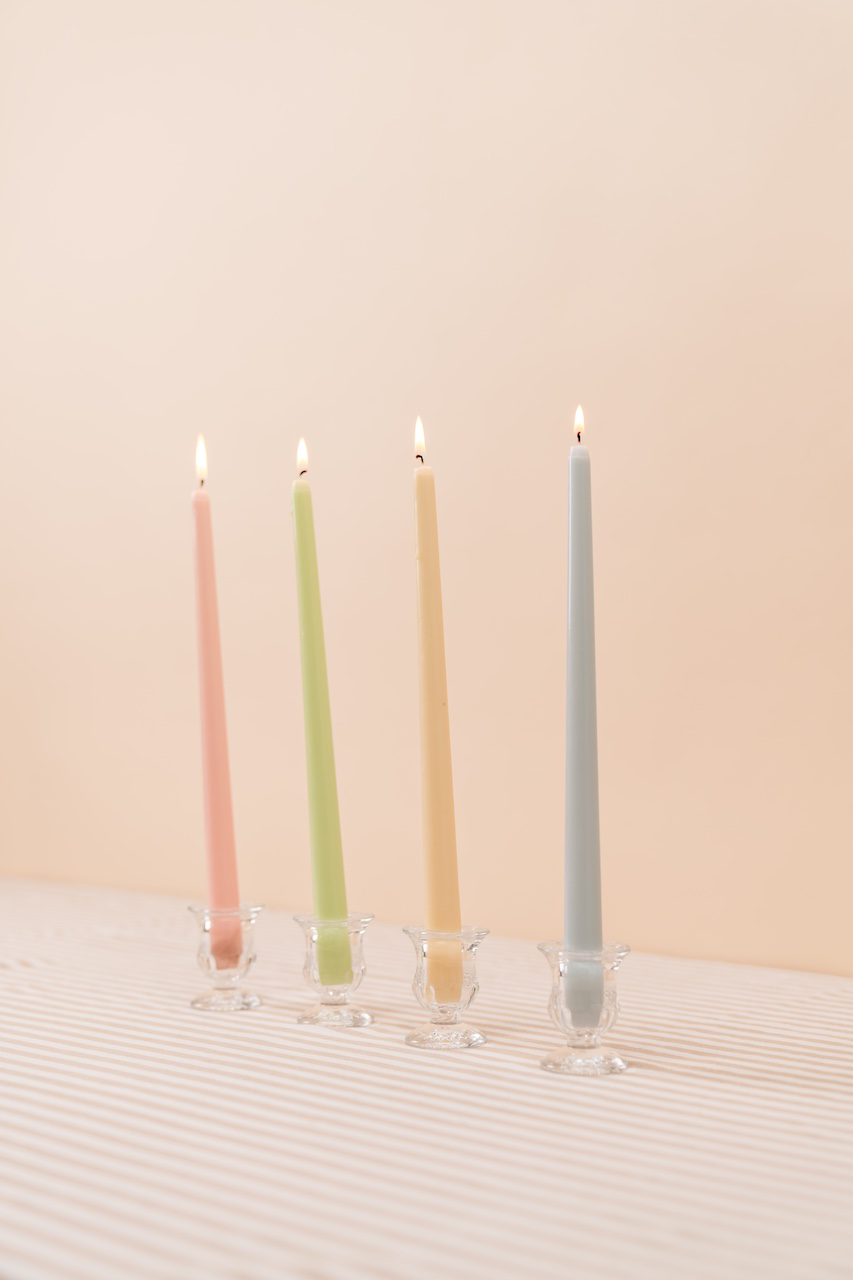 Small Crystal Glass Candlestick Holder