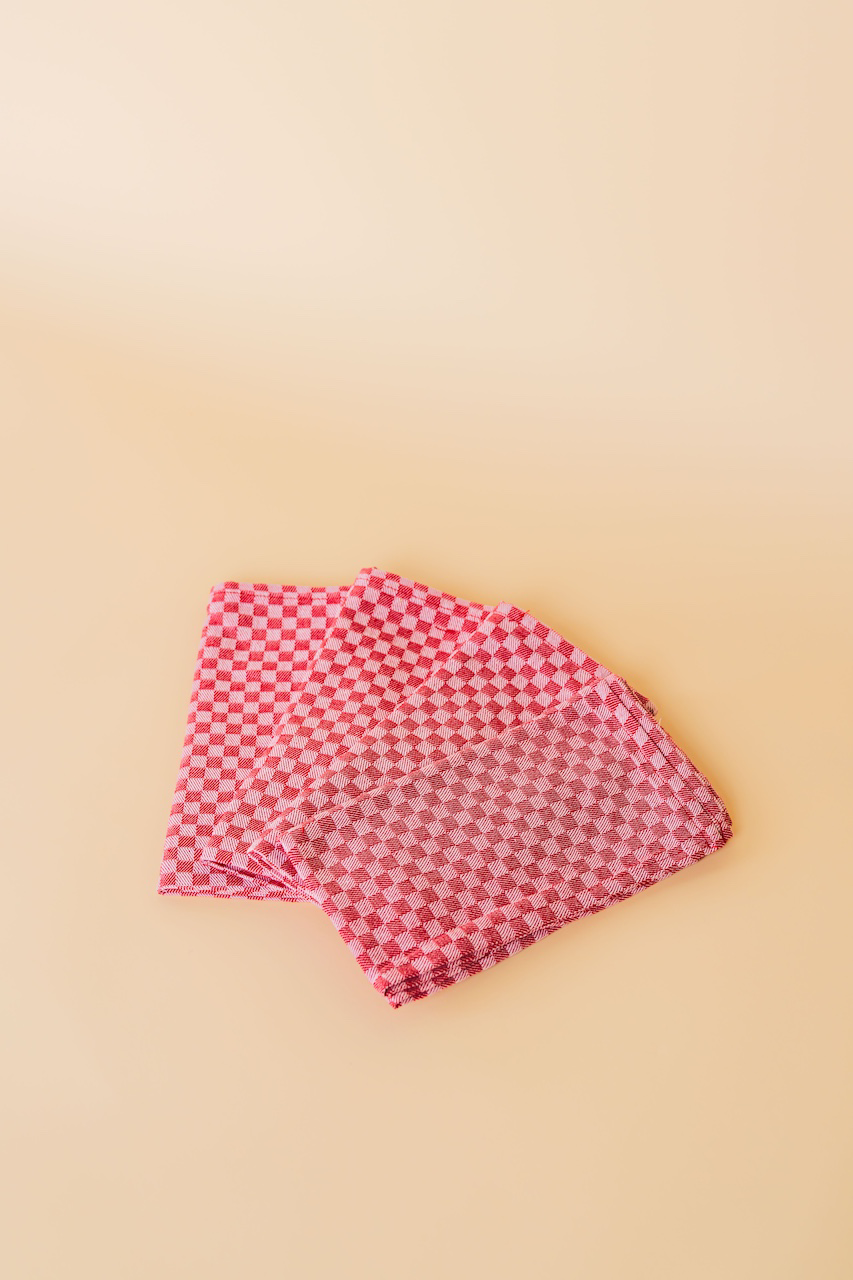 Square Woven Check Napkin Set