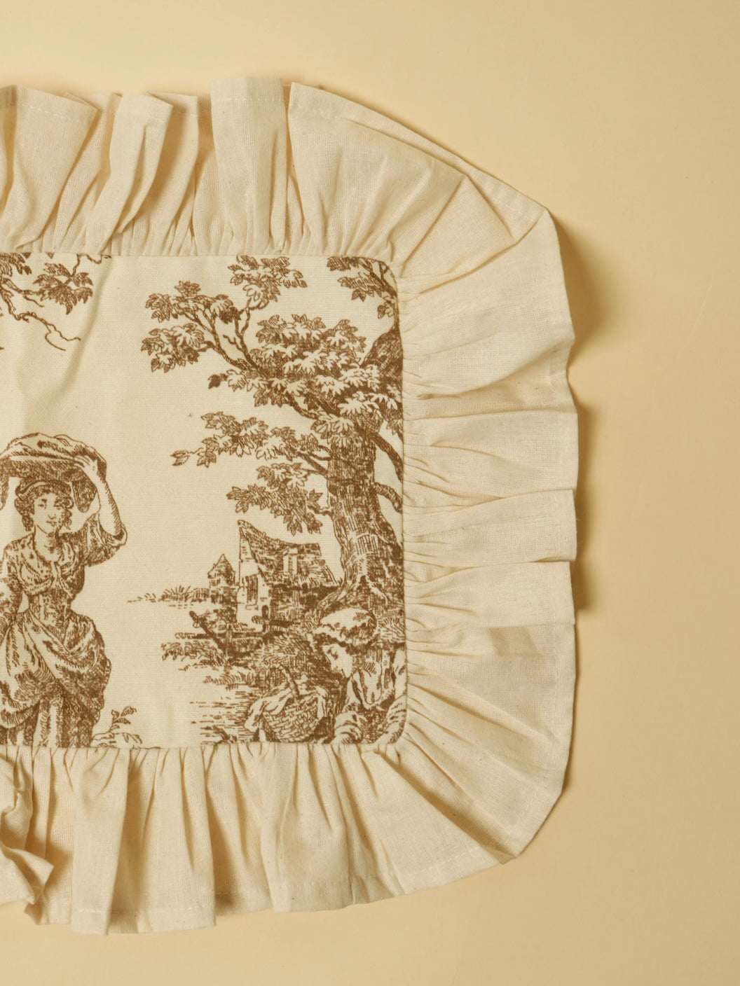 Brown Ruffle Toile Placemat Set