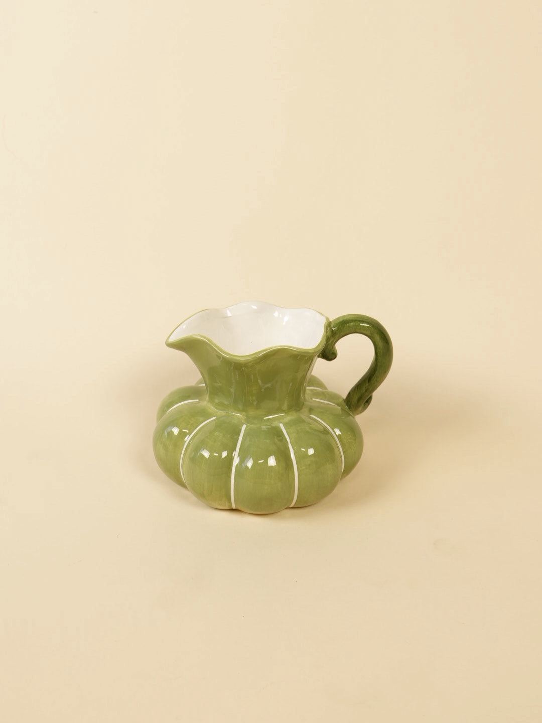 Green Ceramic Pumpkin Pitcher