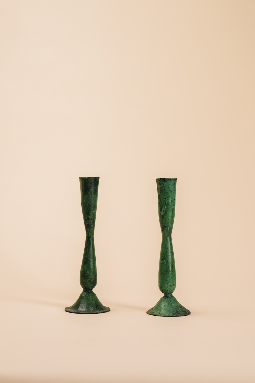 Verdigris Shelley Candle Holder Set - Medium
