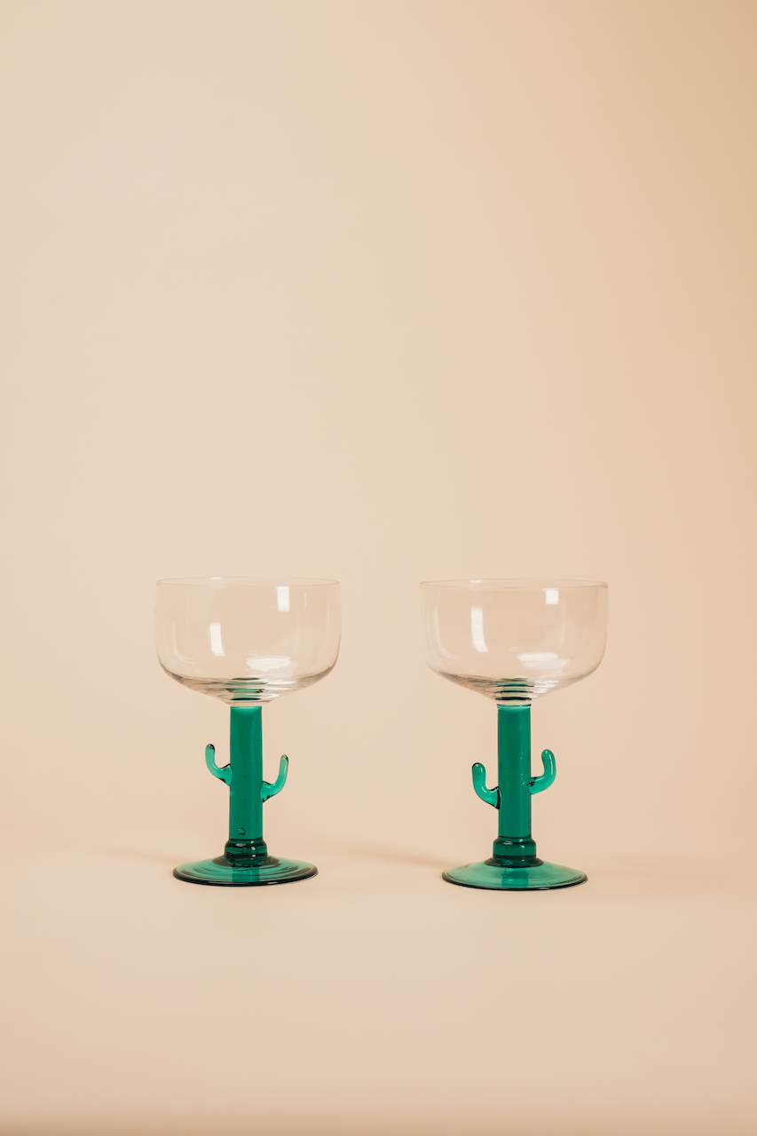 Vintage Cactus Margarita Glass Set of 2