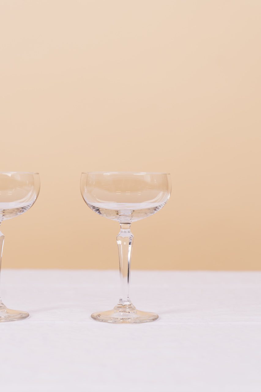 Vintage Crystal Coupe Glass Set of 2
