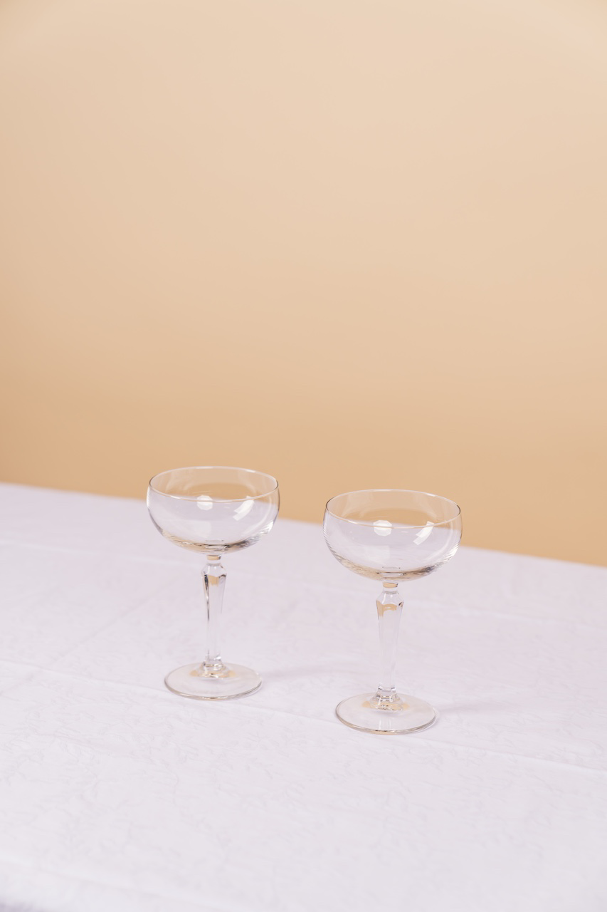 Vintage Crystal Coupe Glass Set of 2