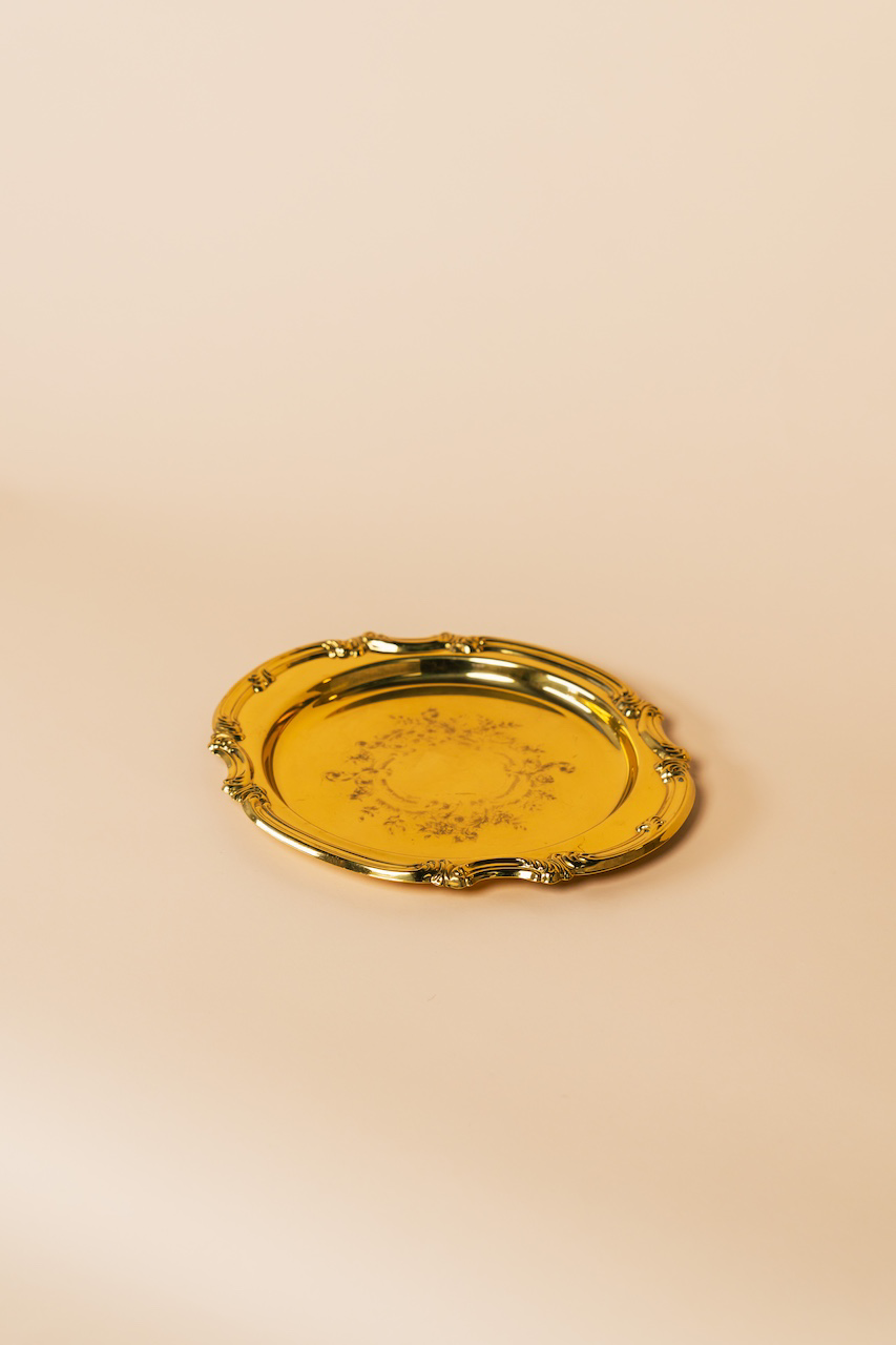 Vintage Gold Round Serving Platter