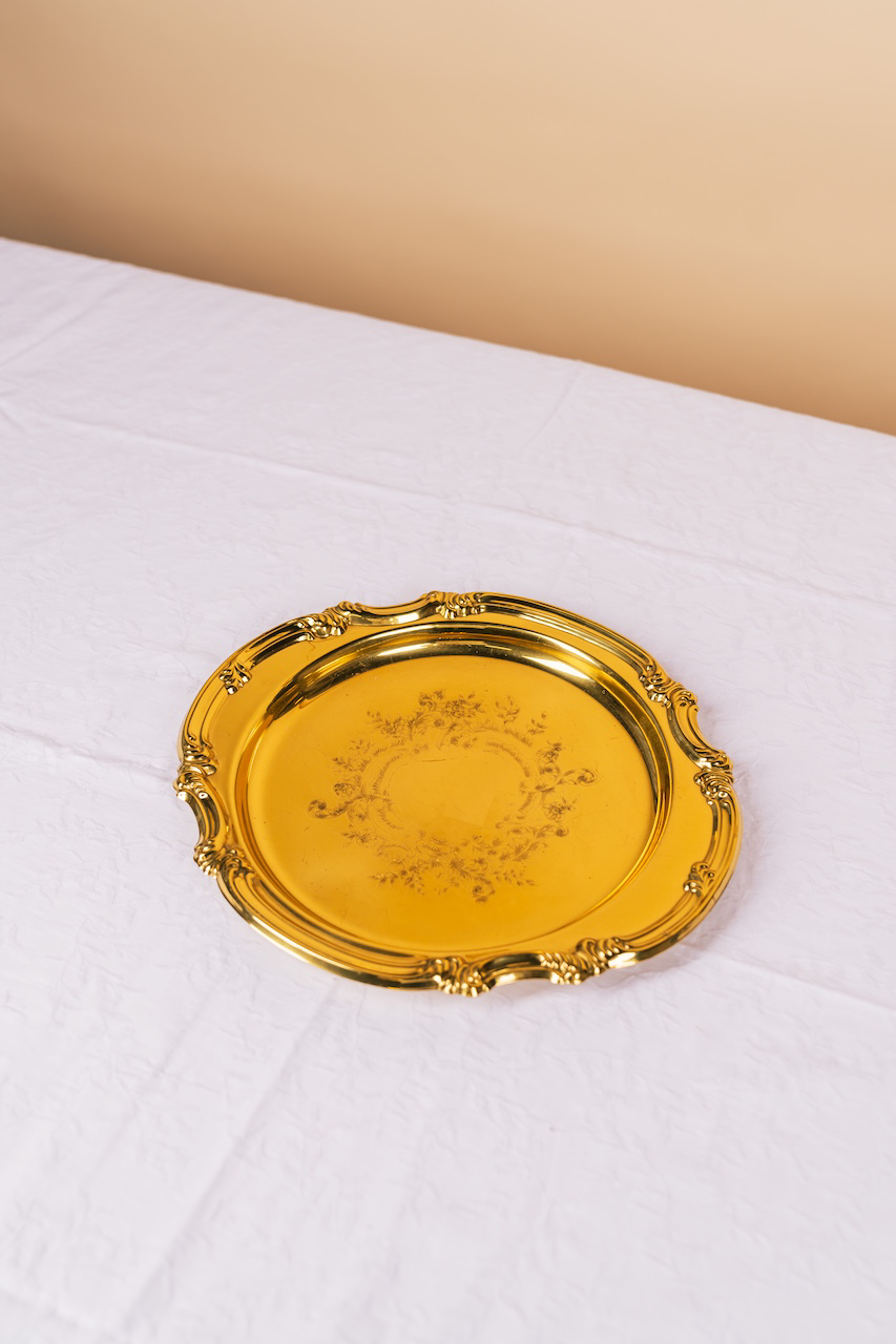 Vintage Gold Round Serving Platter