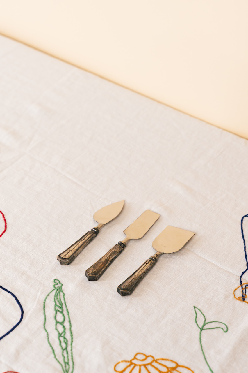 Vintage Metal Cheese Knife Set