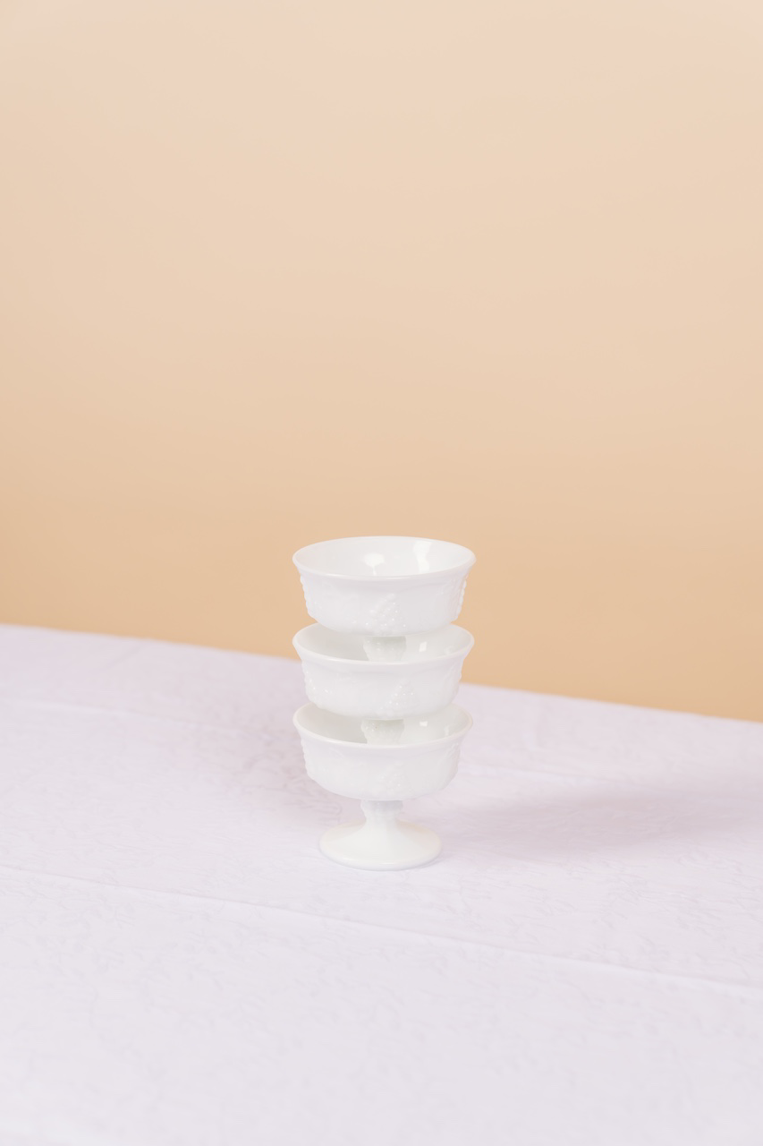 White Pedestal Dessert Bowl Set of 4