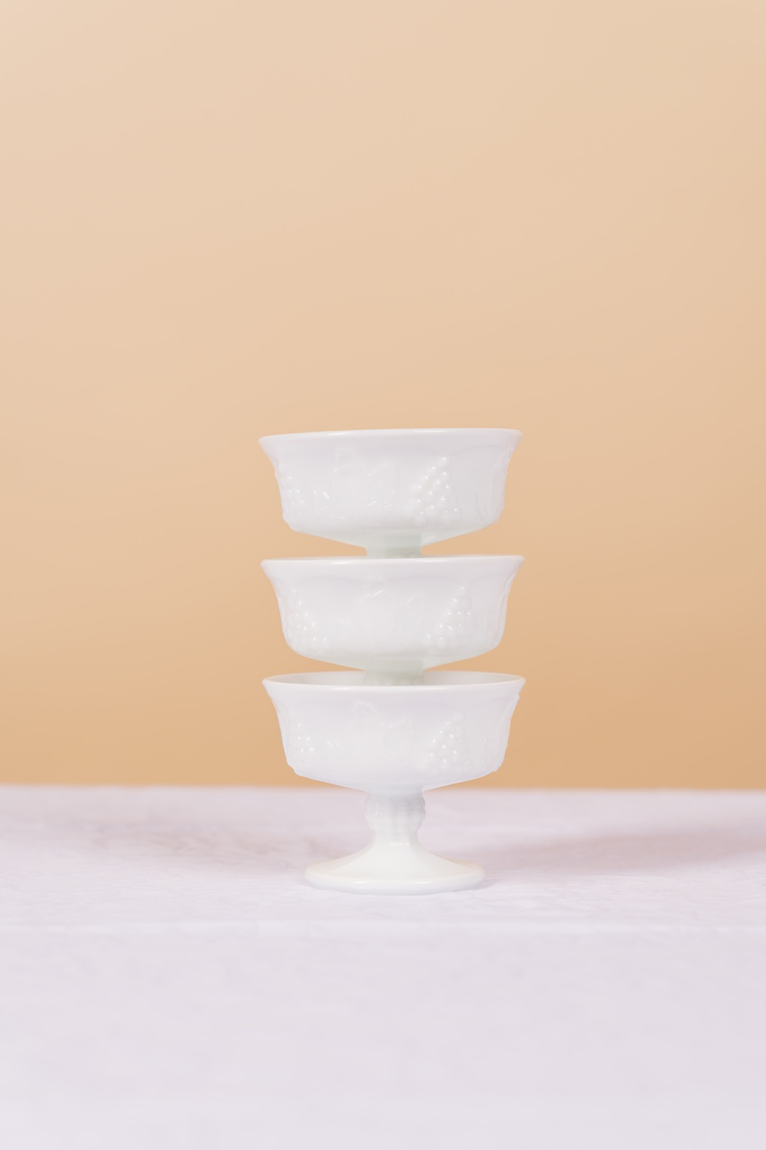 White Pedestal Dessert Bowl Set of 4
