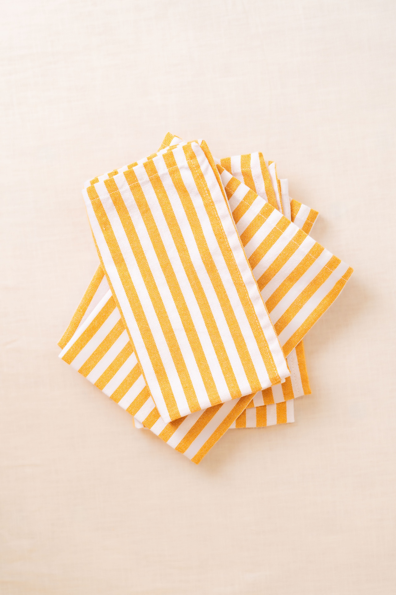 Yellow Striped Cloth Napkin Set
