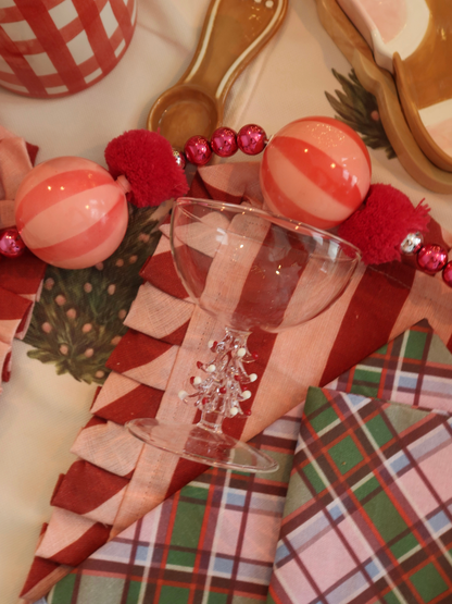 Pink Tree Icon Stemmed Coupe Glass Set