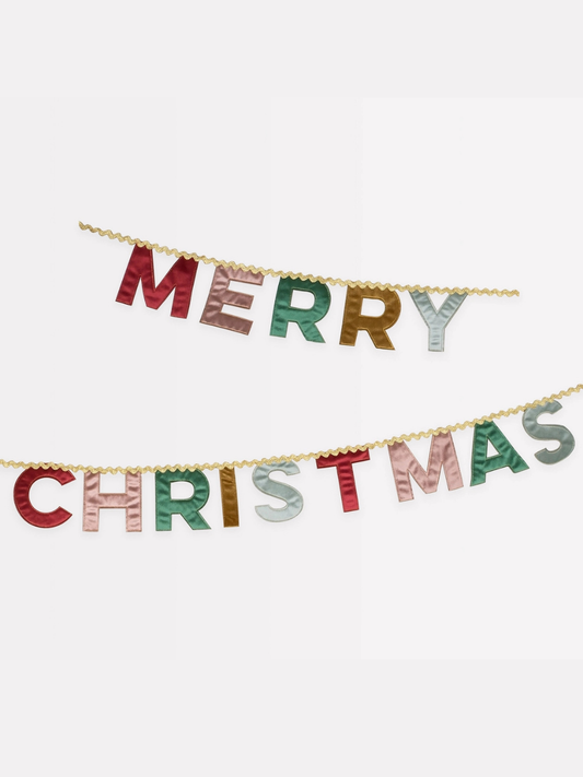 Merry Christmas Velvet Pennant Garland