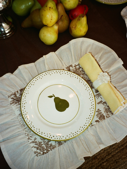 Brown Ruffle Toile Placemat Set