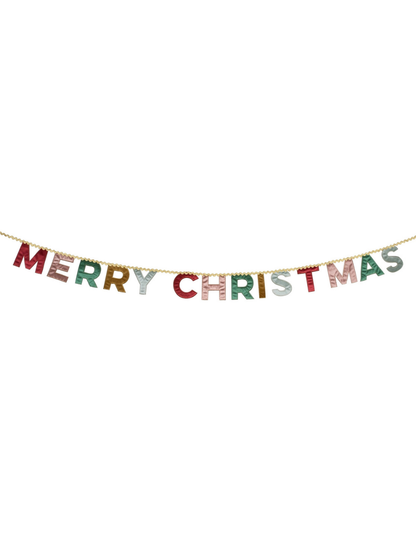 Merry Christmas Velvet Pennant Garland