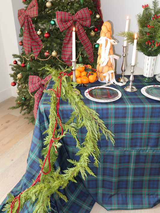 Green Plaid Rectangle Tablecloth