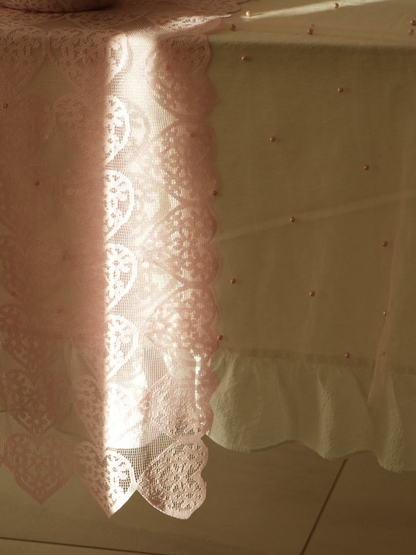 Pink Heart Lace Table Runner