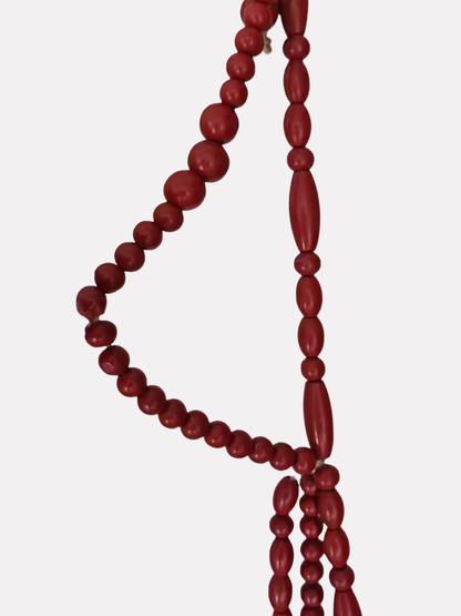 Red Wood Beaded Garland