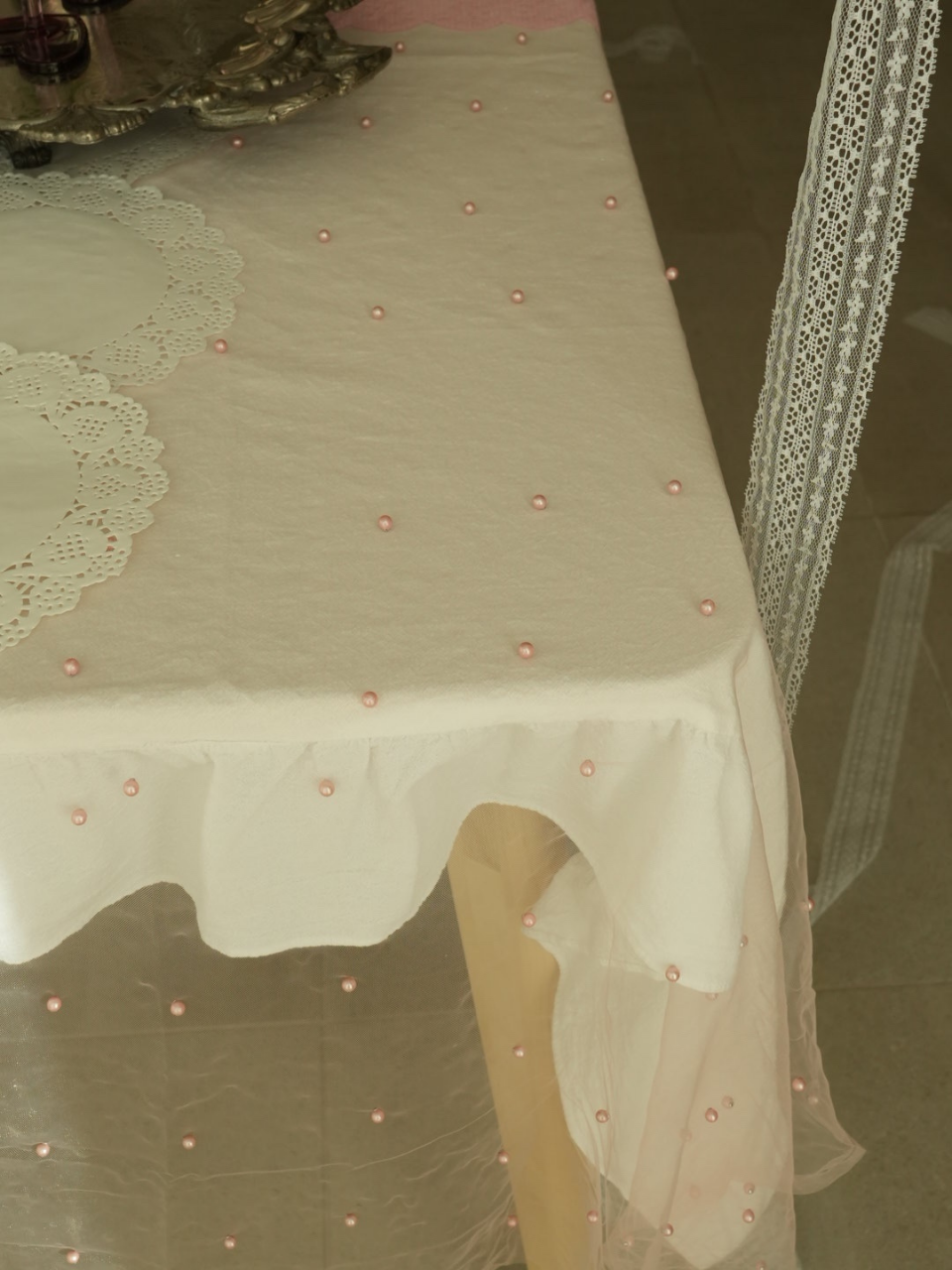 Pearl Tulle Table Cover