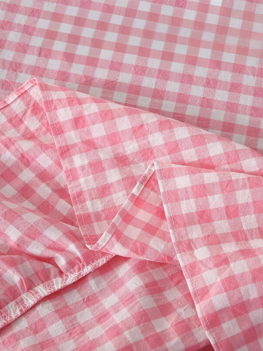 Pink Gingham Ruffle Tablecloth