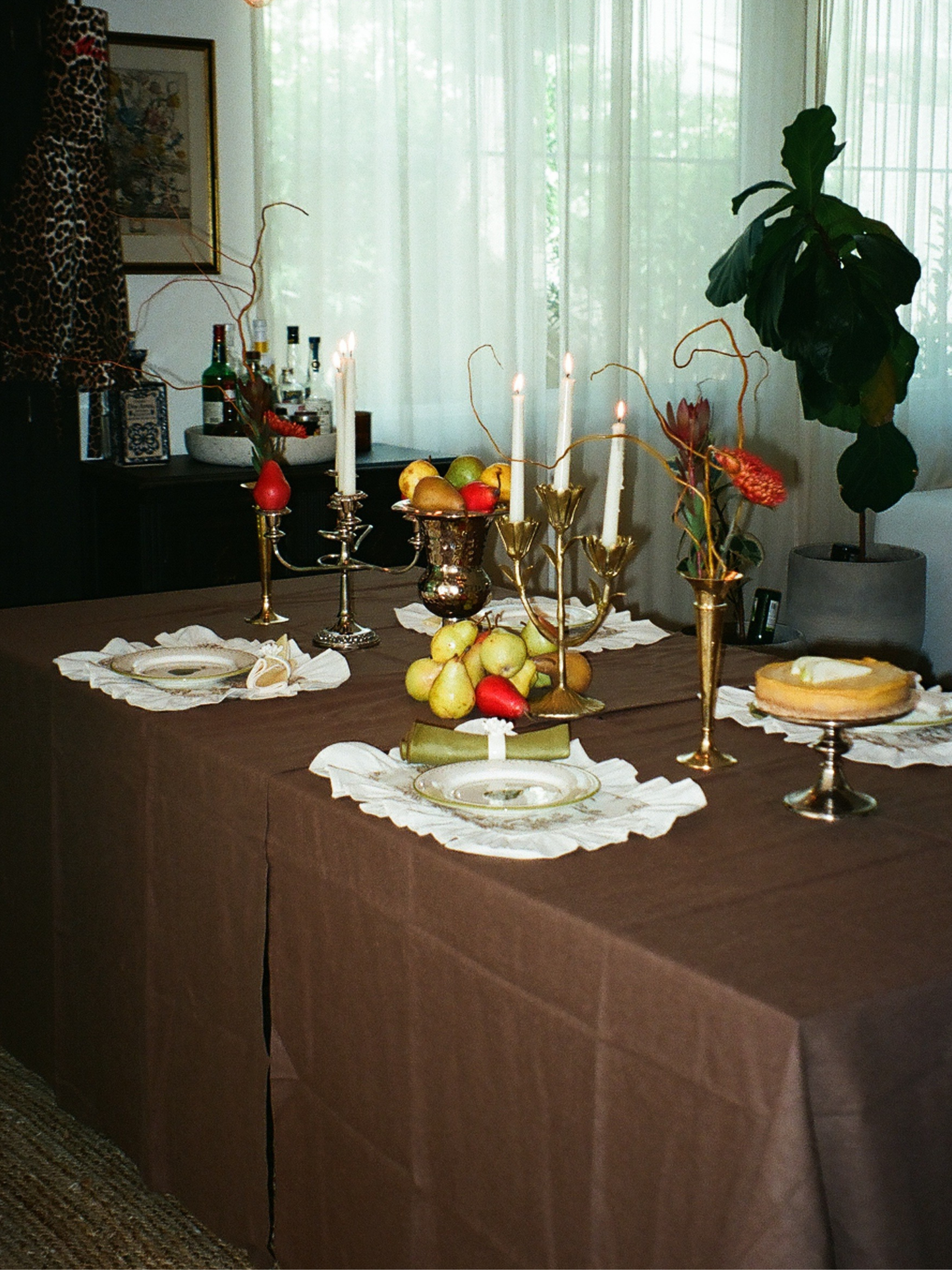 Brown Linen Tablecloth