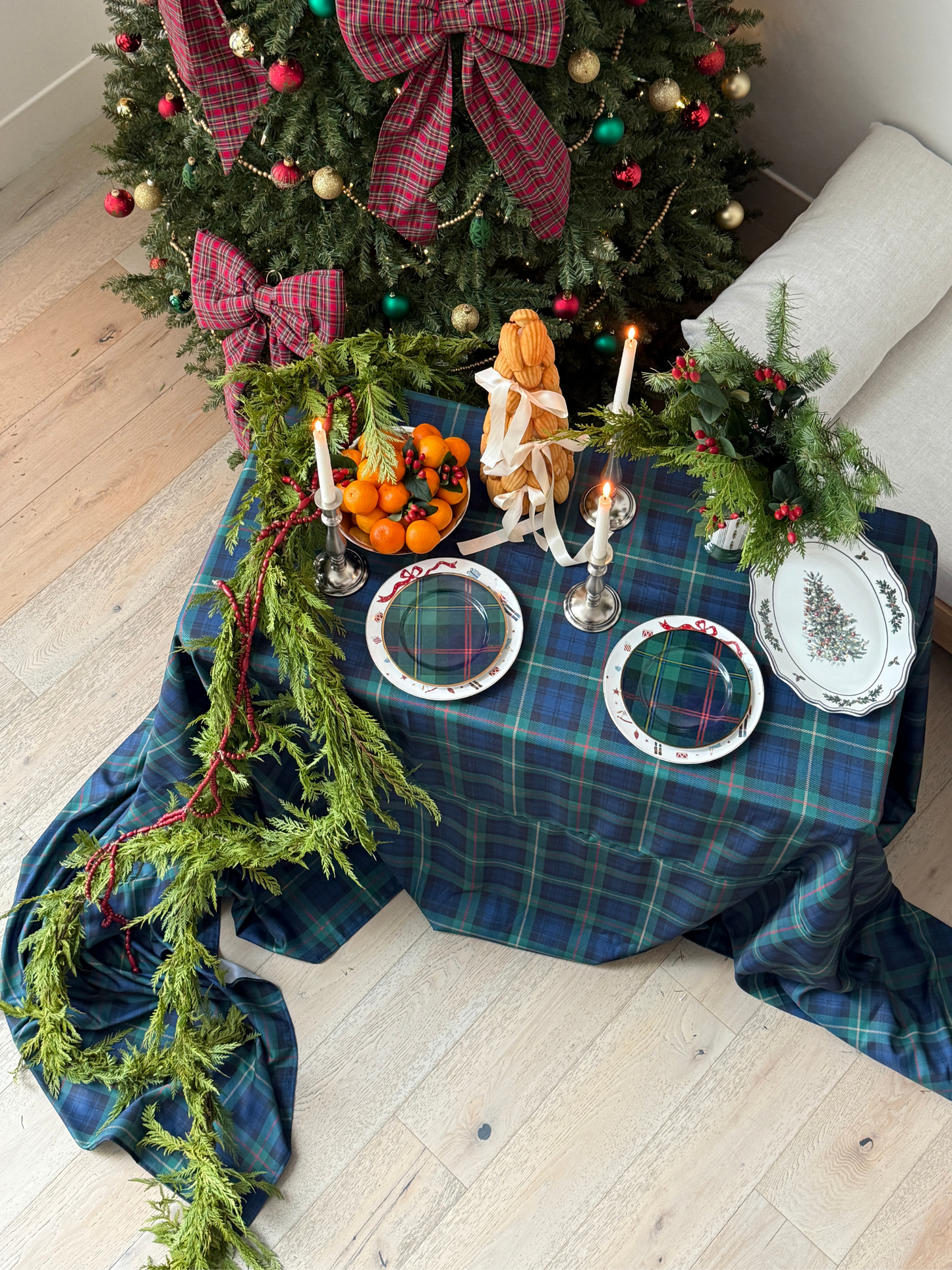 Green Plaid Rectangle Tablecloth