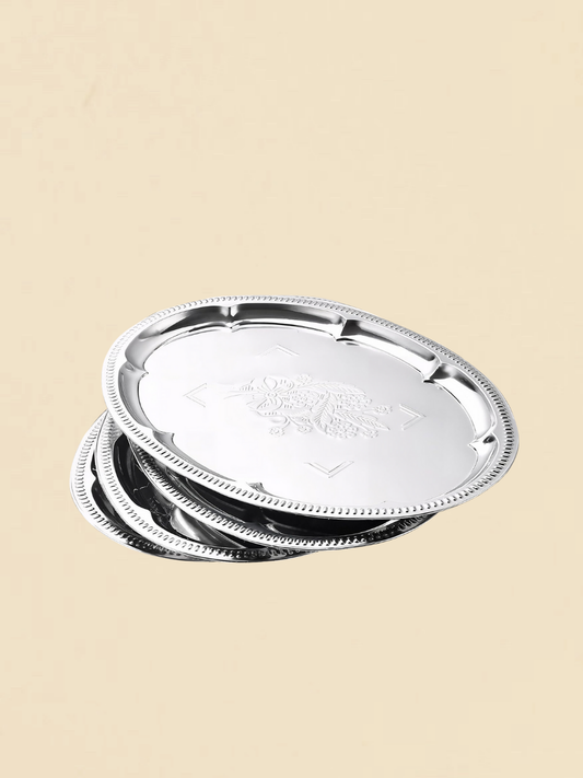 Large Oval Floral Engraved Platter Set