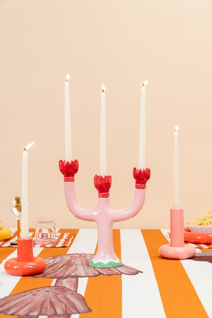 3-Leg Pink Candlestick Holder