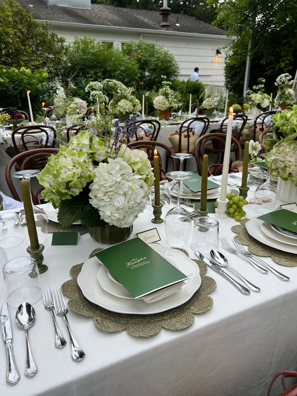 Green Floral Rattan Placemat Set