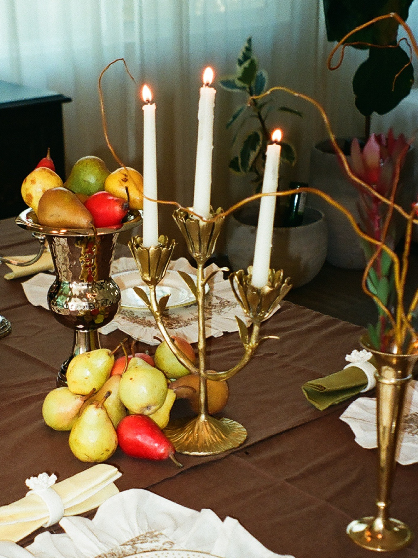 Large Gold Floral Candleabra