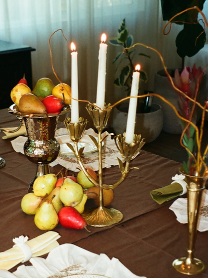 Large Gold Floral Candleabra