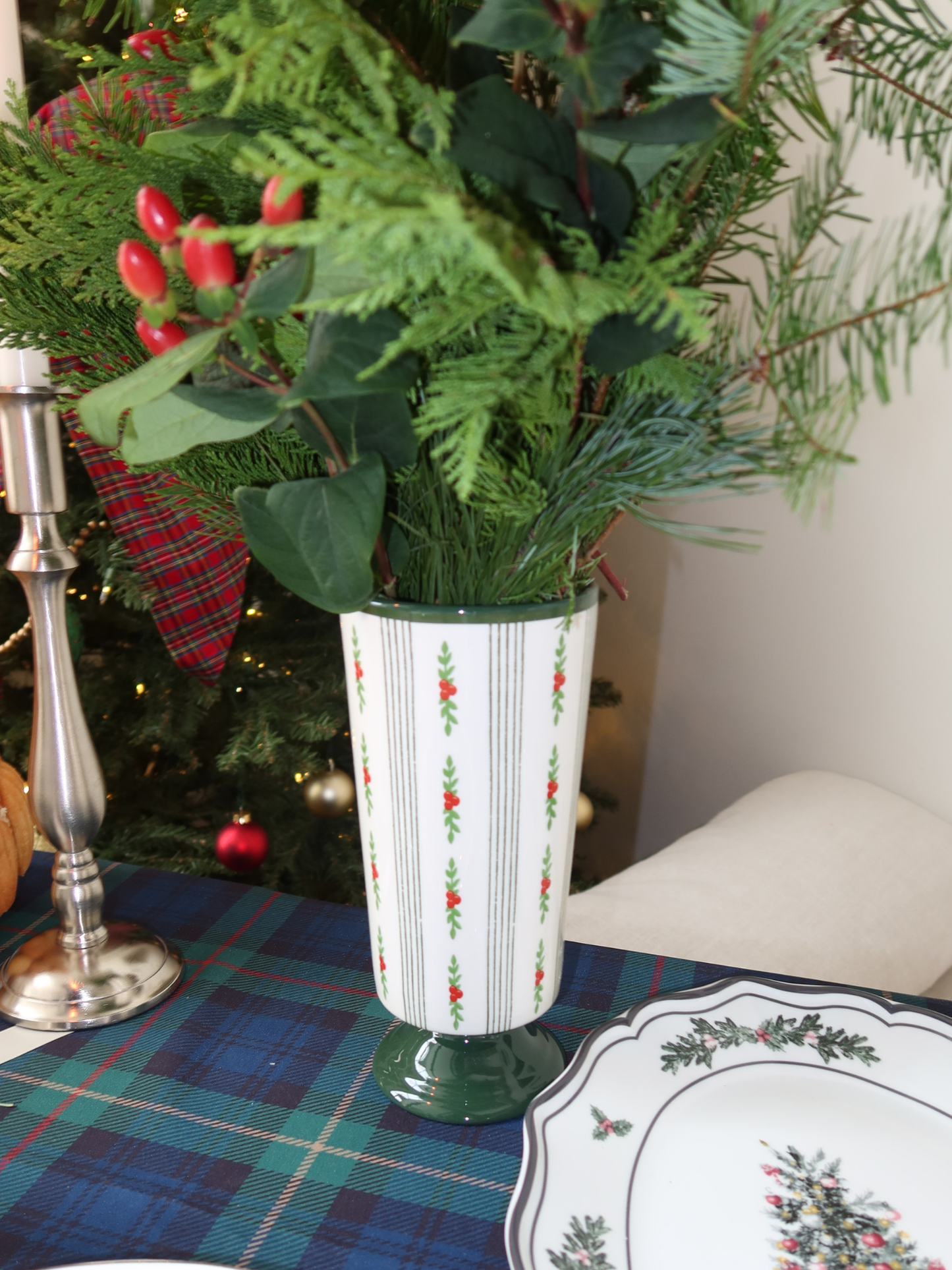 Holly Striped Stoneware Vase