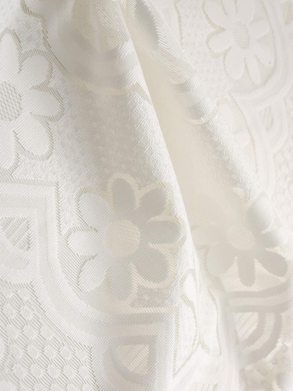 Ivory Crochet Table Throw